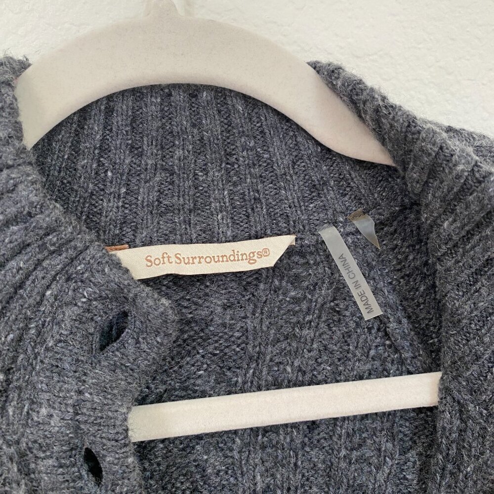 Soft Surroundings Gray Longline Popover Cable Knit Tunic Sweater - Picture 6 of 8